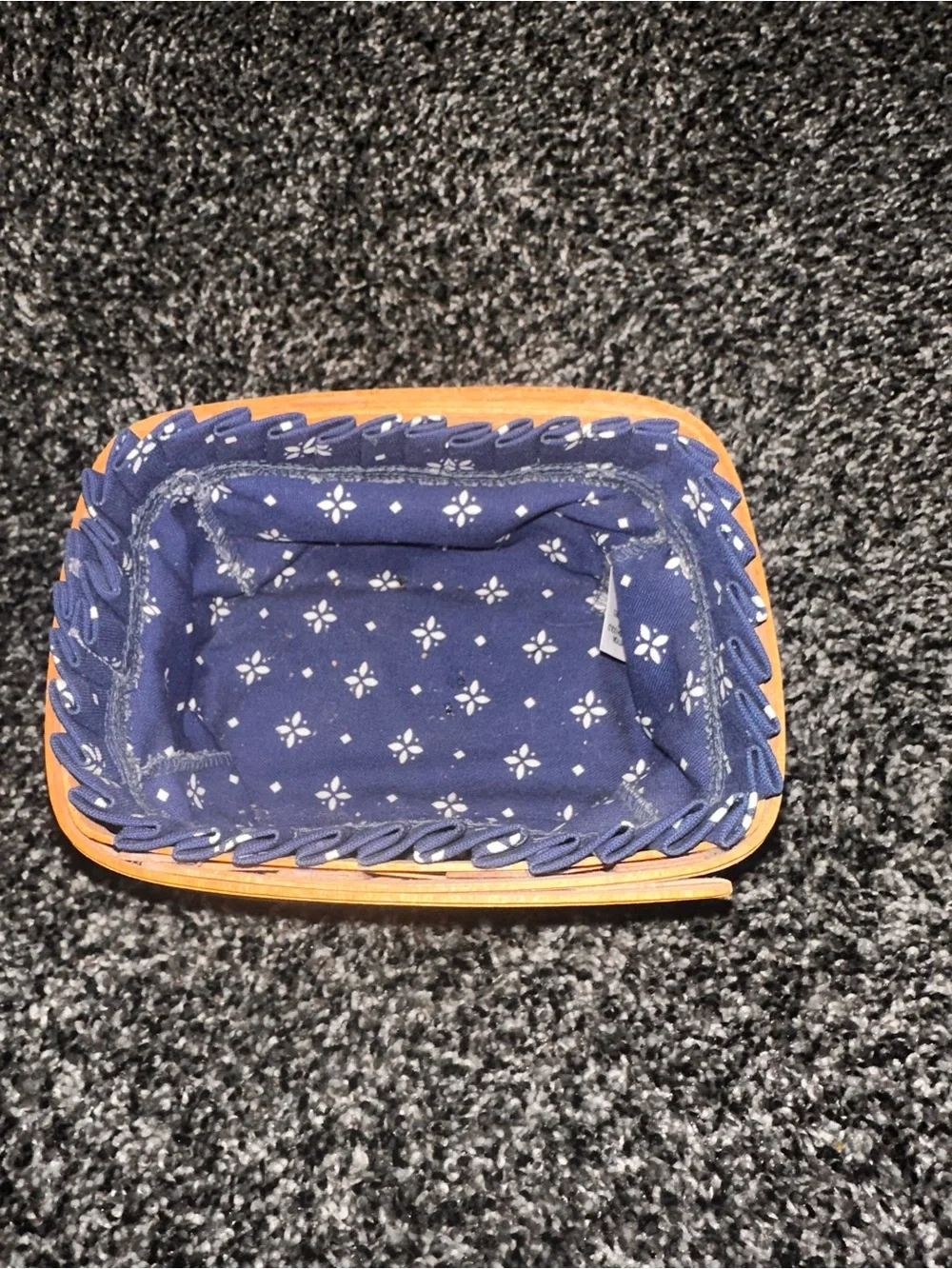 Longaberger Small Woven Basket with Navy Floral Liner